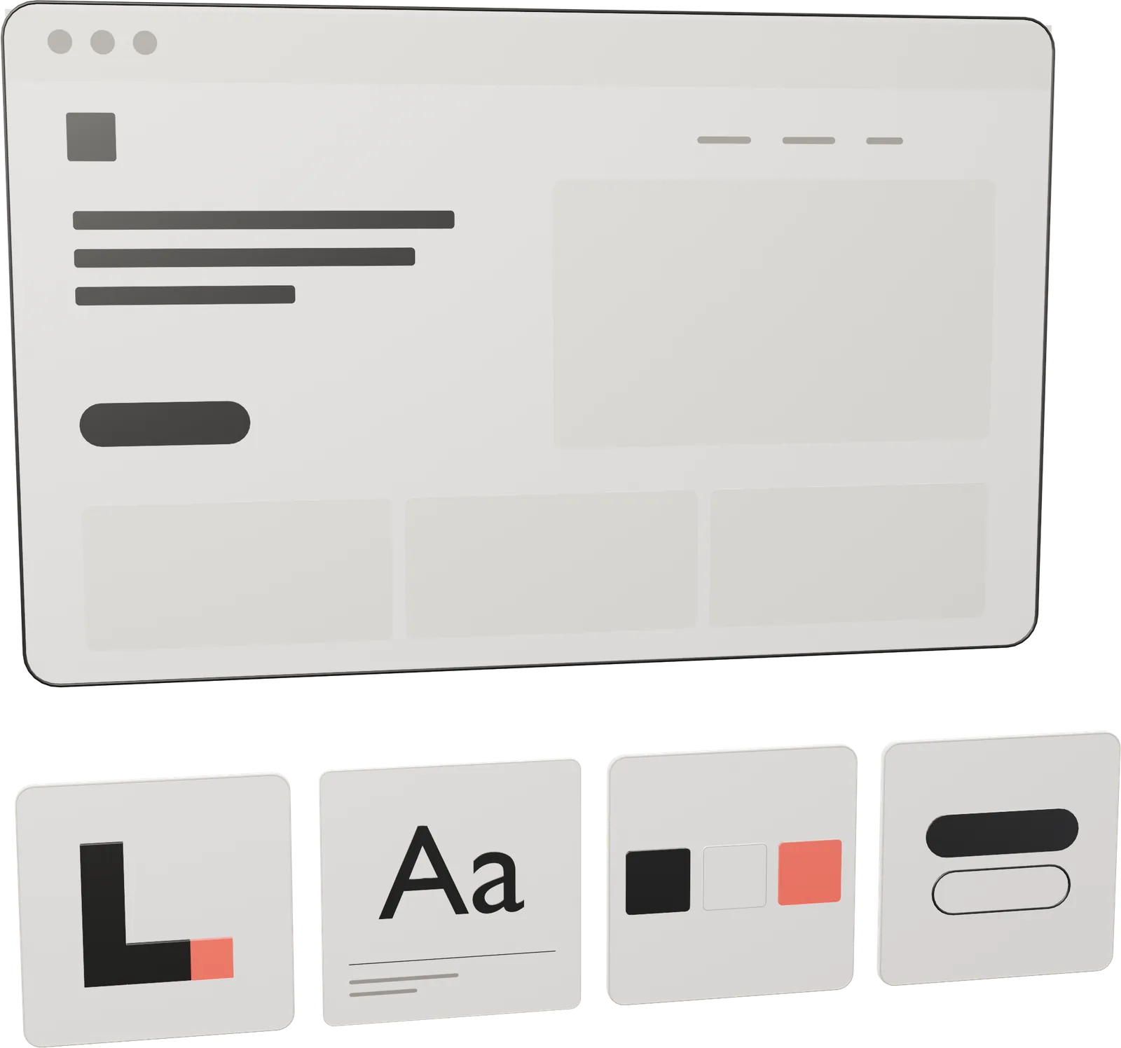 A logo, colour swatches and a typeface laid over a website
