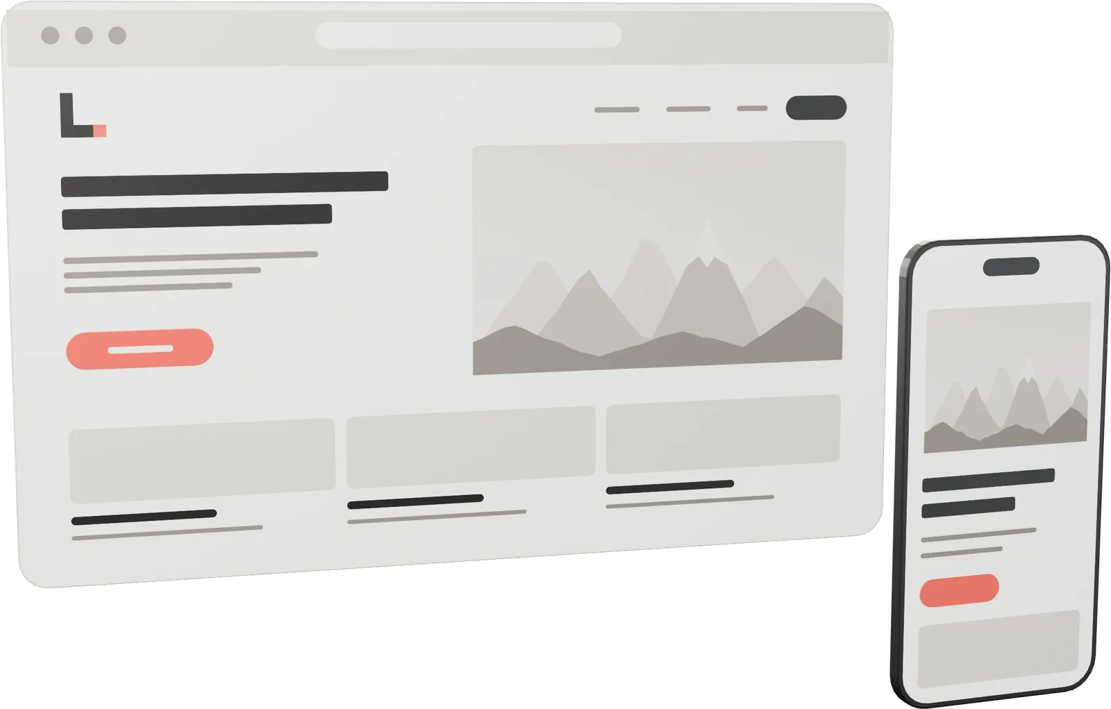 The finished website on a computer and a phone